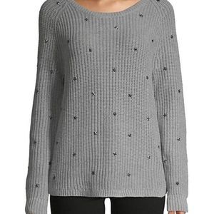 Wildfox Womens Size X-Small Sweater Erika Studded Stars Open Back MSRP$168
